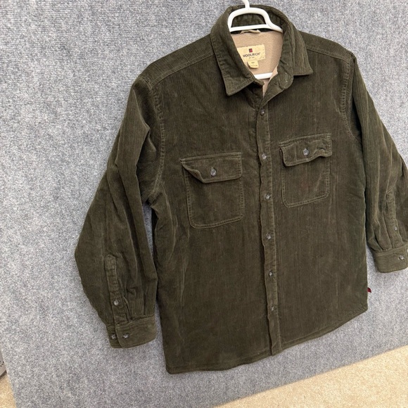 Vintage Woolrich green corduroy jacket shacket 6235 Men's size L Large (Stained) - Picture 2 of 13